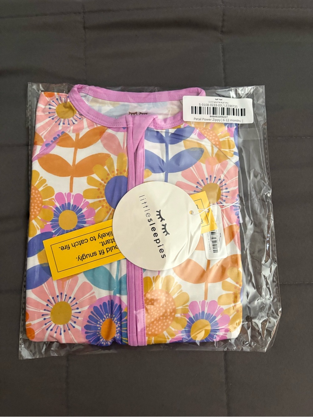 Little Sleepies Floral Zip Romper in Pink, Yellow & Purple